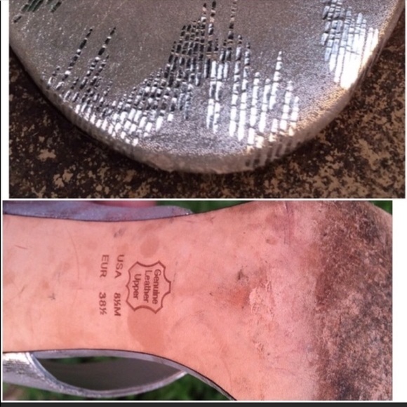 NINA Silver Patterned Strappy Heels 8.5 - Picture 5 of 5